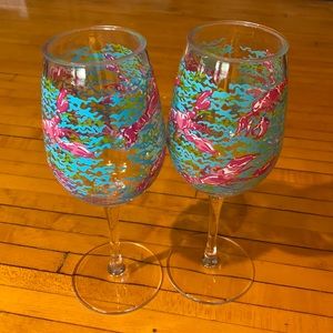 Preowned Lilly Pulitzer Plastic Wine Glasses (2)